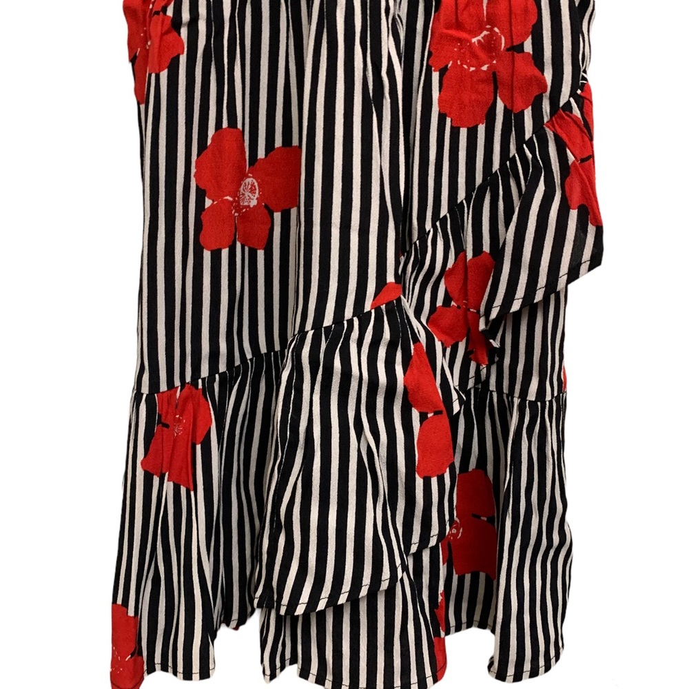 Madewell Candied Orchid Floral Wrap Dress Ruffle Hem Striped Size 2 NWT - Picture 6 of 11